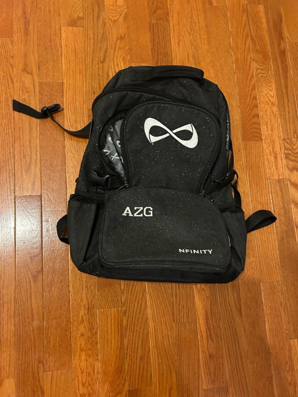 NFINITY Black monogrammed with initials Backpack